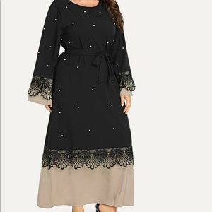 Plus pearl studded lace maxi dress 2XL modest maxi